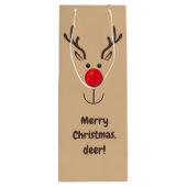 Niedliche Rentiere "Frohe Weihnachten, Hirsche" Geschenktüte Für Weinflaschen (Rückseite)