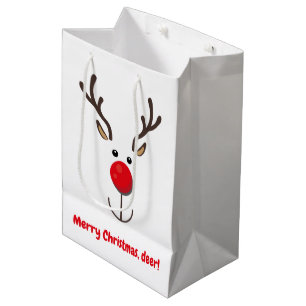 Niedliche Rentiere "Frohe Weihnachten, Hirsche" Mittlere Geschenktüte