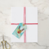 Niedliche Rentiere | Grüne Pastel und Gold Geschenkanhänger (Mit Garn)