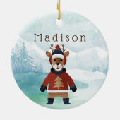 Niedliche Rentiere im Sweater Keramik Ornament (Hinten)