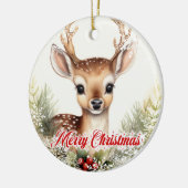 Niedliche Rentiere mit Heiligbeeren Keramik Ornament (Links)