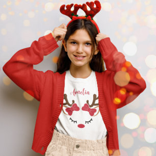 Niedliche Rentiere mit Namen Weihnachten T-Shirt