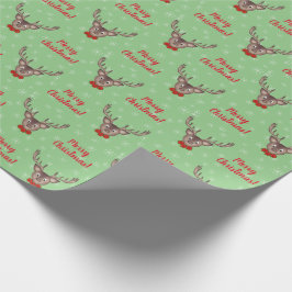 Niedliche Rentiere mit roten Blume Geschenkpapier