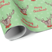 Niedliche Rentiere mit roten Blume Geschenkpapier (Rolleneckpunkt)