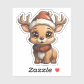 Niedliche Rentiere mit Weihnachtsmannmütze und Ska Aufkleber (Blatt)
