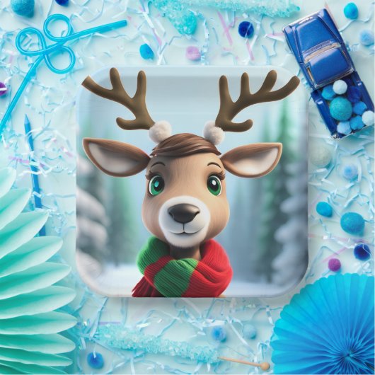 Niedliche Rentiere Pappteller (Party)