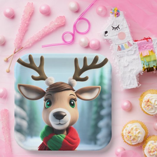 Niedliche Rentiere Pappteller (Party)