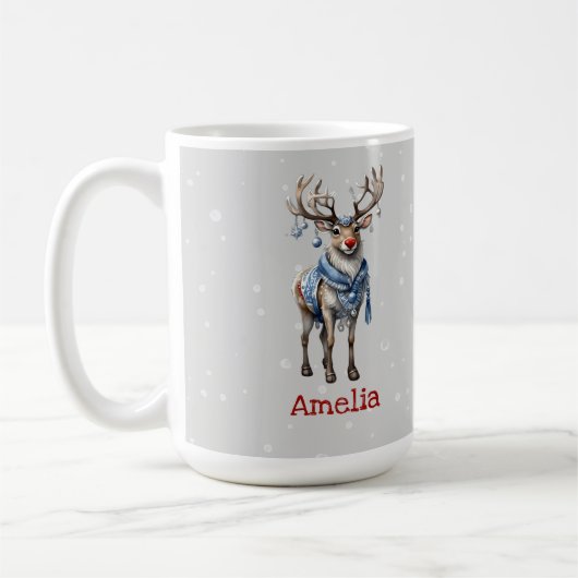 Niedliche Rentiere personalisiert Kaffeetasse (Links)
