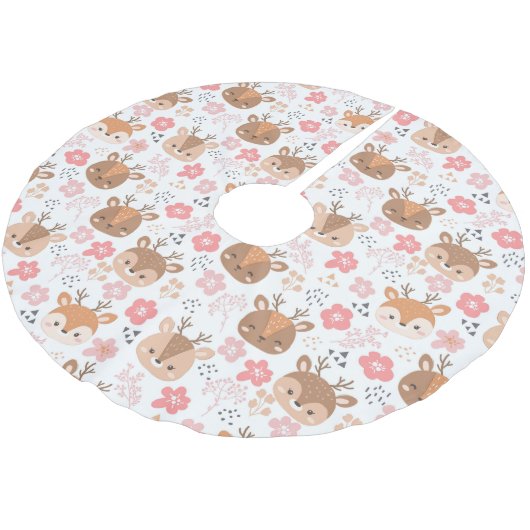 Niedliche Rentiere Polyester Weihnachtsbaumdecke (Schrägansicht)