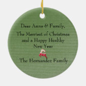 Niedliche Rentiere Rot/Weiß/Grün Keramik Ornament (Hinten)