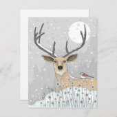 Niedliche Rentiere und Vögel Postkarte (Vorne/Hinten)