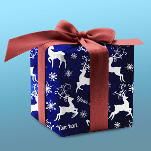 Niedliche Rentiere Weihnachten wiederholt Namen bl Geschenkpapier