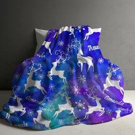 Niedliche Rentiere Weihnachten wiederholt Namen fa Fleecedecke