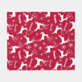 Niedliche Rentiere Weihnachten wiederholt Namen ro Fleecedecke (Vorderseite (Horizontal))