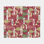 Niedliche Rentiere Weihnachtsbäume, Monogramm Fleecedecke (Vorderseite (Horizontal))