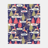 Niedliche Rentiere Weihnachtsbäume Monogramm Fleecedecke (Vorderseite)