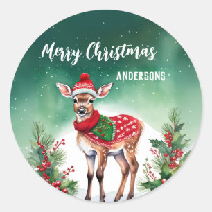 Niedliche Rentiere Weihnachtsfest Weihnachten Runder Aufkleber