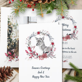 Niedliche Rentierfamilie Ein Foto frohe Weihnachte Feiertagskarte