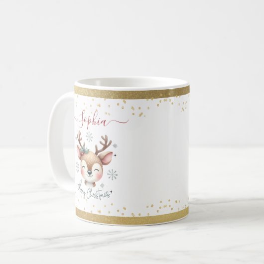 Niedliche Rentierfestivals Kinder Tasse Schokolade (Vorderseite Links)