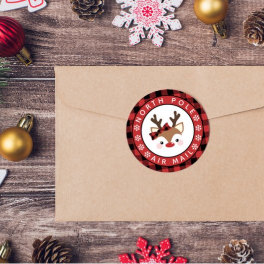 Niedliche Rentierfisch-Karierte Bow-Nordpol-Luftpo Runder Aufkleber