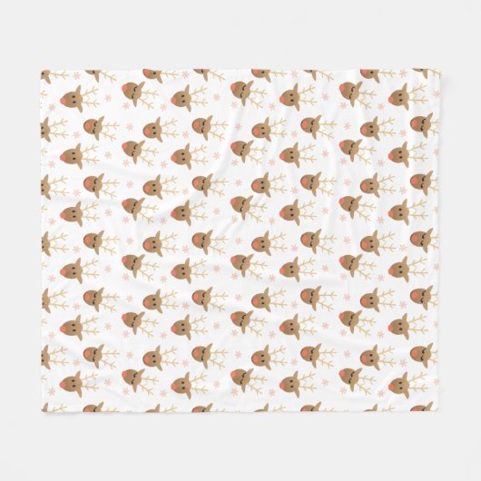 Niedliche Rentierfische gegenüber Musterschneefloc Fleecedecke (Vorderseite (Horizontal))