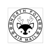 Niedliche Rentierfische und Schneeflocken Nordpol Gummistempel (Prägung)