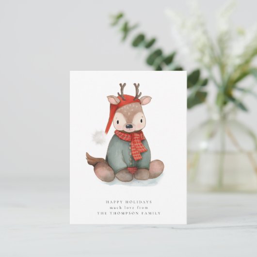 Niedliche Rentierhalle Postkarte (Stehend Vorderseite)