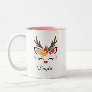 niedliche RentierTasse mit individuelle Name Zweifarbige Tasse
