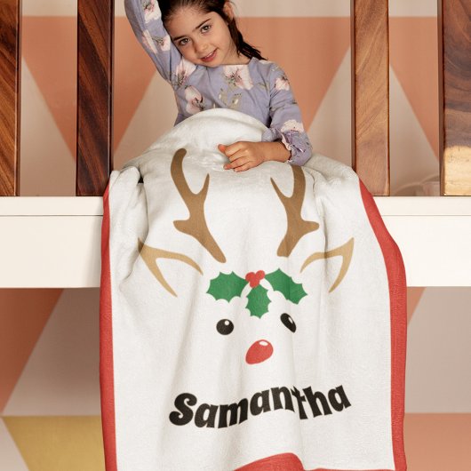 Niedliche Rentierwand | Personalisierte Weihnachte Fleecedecke