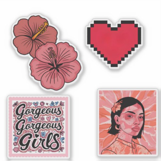 Niedliche Retro-Aufkleberpackung Aufkleber (Vorderseite)