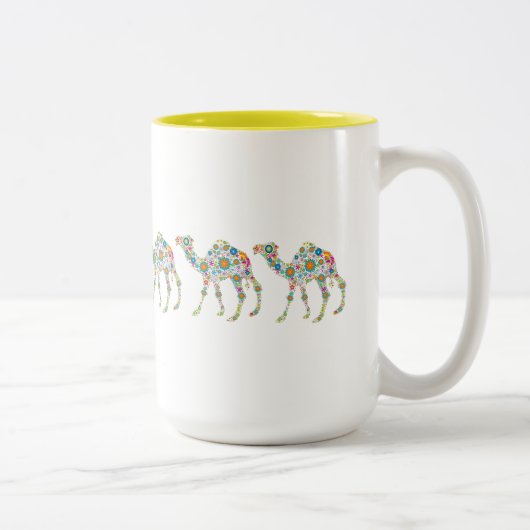 Niedliche Retro-Blume Camels Zweifarbige Tasse (Rechts)