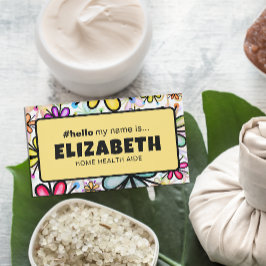 Niedliche Retro-Blume Hallo mein Name ist Krankens Namenschild