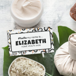 Niedliche Retro-Blume Hallo mein Name ist Krankens Namenschild