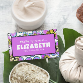 Niedliche Retro-Blume Hallo mein Name ist Krankens Namenschild