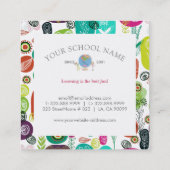 Niedliche Retro-Blume  Kinder-Bildung Quadratische Visitenkarte (Rückseite)