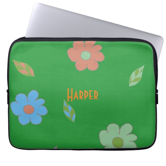 Niedliche Retro-Blume Laptopschutzhülle (Vorderseite)