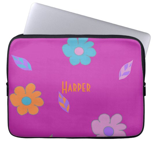 Niedliche Retro-Blume Laptopschutzhülle (Vorderseite)