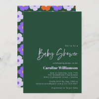 Niedliche Retro-Blume Lila Green Baby Dusche