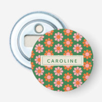 Niedliche Retro-Blume Muster Grün rosa Name