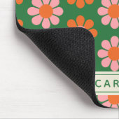 Niedliche Retro-Blume Muster Grün rosa Name Mousepad (Ecke)