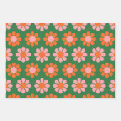 Niedliche Retro-Blume-Muster grün und rosa Geschenkpapier Set (Vorderseite 2)