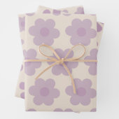 Niedliche Retro-Blume Muster in Pastel Lilac Lila Geschenkpapier Set (Beispiel)