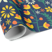 Niedliche Retro-Blume Nahtloses Muster Geschenkpapier (Rolleneckpunkt)