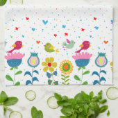 Niedliche Retro-Blume und -Vögel Geschirrtuch (Gefaltet)