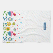 Niedliche Retro-Blume und -Vögel Geschirrtuch (Horizontal)