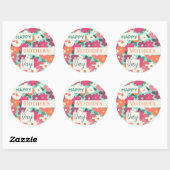 Niedliche Retro-Blüte / Muttertag Runder Aufkleber (Blatt)