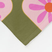 Niedliche Retro Boho Checkerboard-Blume grün rosa Fleecedecke (Ecke)
