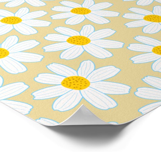 Niedliche Retro Boho Daisy Muster Kunstdruckerei Poster (Ecke)