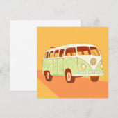 Niedliche Retro-Buskarte, Retro-Van-Karte, Vintage (Vorne/Hinten)