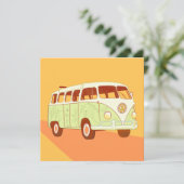 Niedliche Retro-Buskarte, Retro-Van-Karte, Vintage (Stehend Vorderseite)